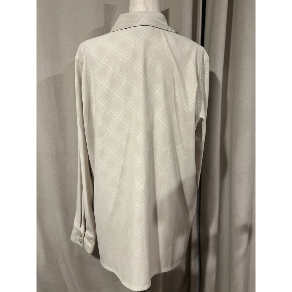 Denim And Co. Women's Pearl Snap Shirt Xl Cream Color - Picture 3 of 6